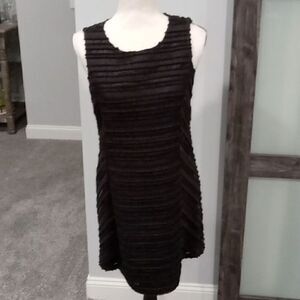 Cynthia Steefe sheer and velvet round neck black dress Size 4 NWT